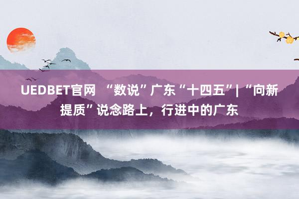 UEDBET官网  “数说”广东“十四五”| “向新提质”说念路上，行进中的广东