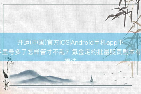 开运(中国)官方IOS|Android手机app下载 手里号多了怎样管才不乱？氪金定约批量贬责剧本有想法