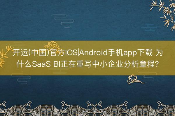 开运(中国)官方IOS|Android手机app下载 为什么SaaS BI正在重写中小企业分析章程？