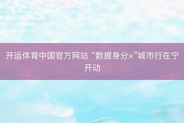 开运体育中国官方网站 “数据身分×”城市行在宁开动